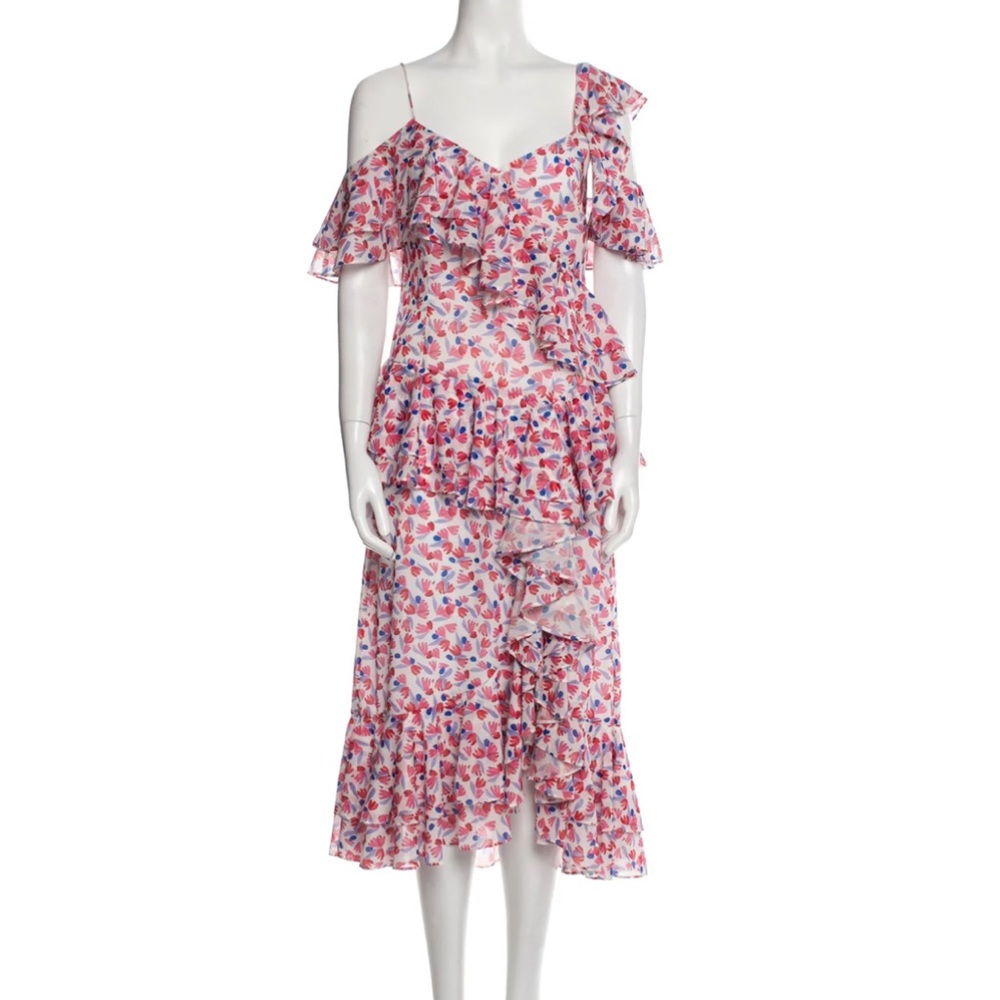 AMUR - Dylan - Off Shoulder Floral Ruffle Midi Dress